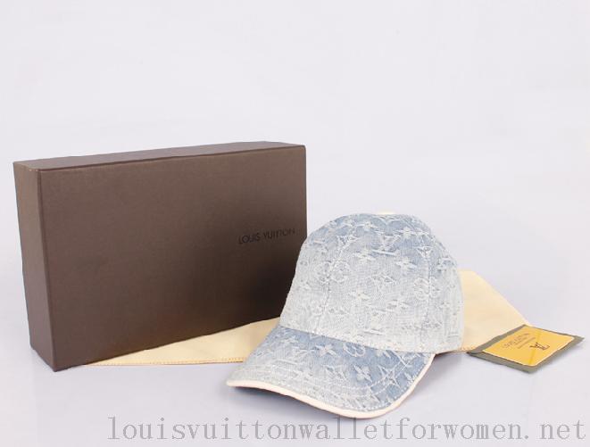 Authentic Louis Vuitton 2013 New M1024 Light Blue Denim Women Hat
