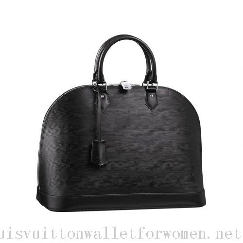 Authentic Louis Vuitton Handbags Black Alma MM M40452