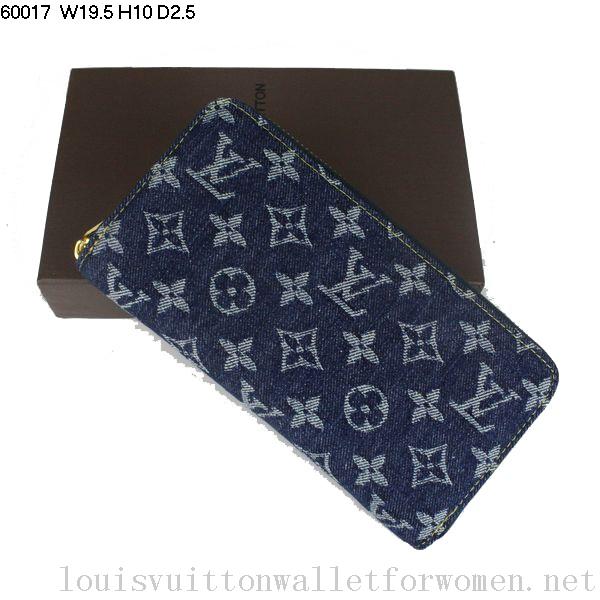 Authentic Louis Vuitton Monogram Denim Zippy Wallet M60017 blue