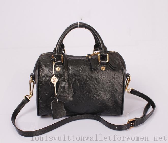 Authentic Louis Vuitton Speedy Bandouliere M40762 Black Leather Handbags