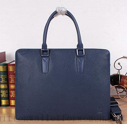 Authentic Louis Vuitton Taiga Leather Briefcase M80118 Blue