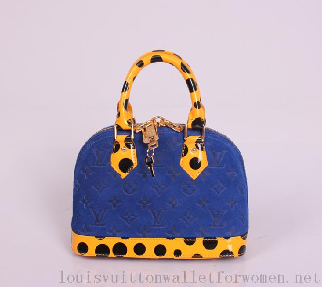 Authentic Louis Vuitton Yayoi Kusama Alma BB Handbags M91606 Blue
