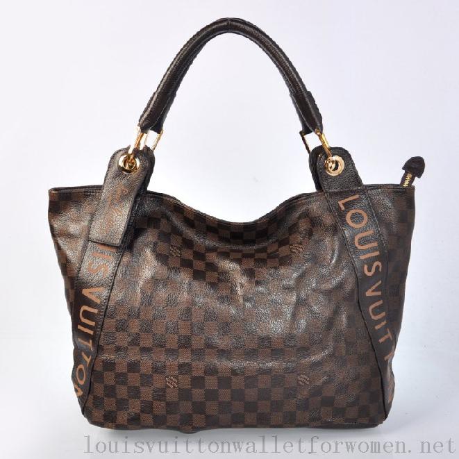 Authentic Louis vuitton leather M95097 Handbags coffee grid