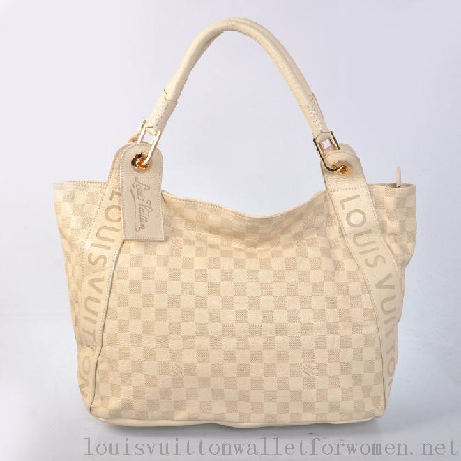 Authentic Louis vuitton leather White grid M95097 Handbags