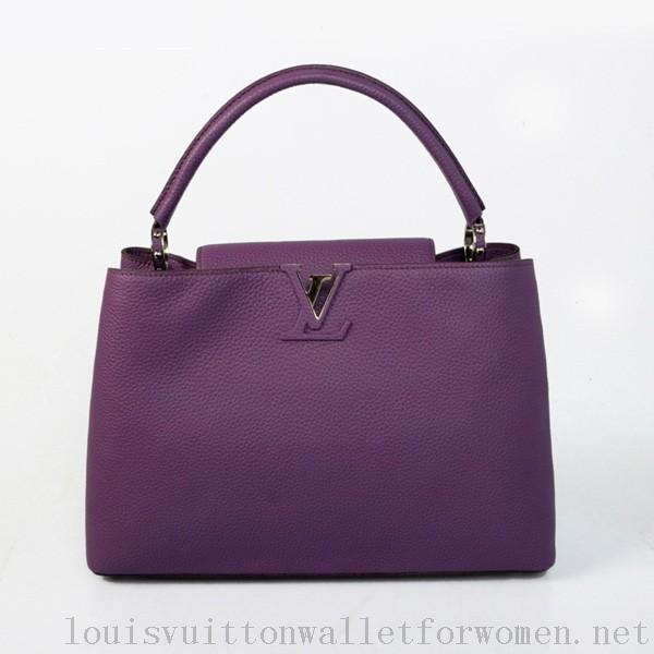 Authentic Replica Louis Vuitton Capucines MM Bag Original Calfskin Leather M48866 Purple