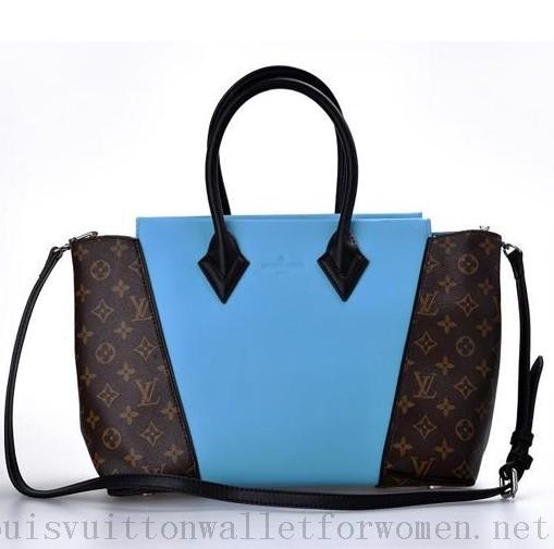Authentic Replica Louis Vuitton Monogram Canvas Tote W bag PM M40941 blue Handbag