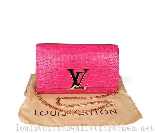 Cheap Sale Louis Vuitton Croco Leather Chain Louise M94336 Rose
