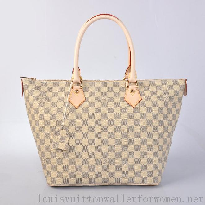 Cheap Sale Louis Vuitton Damier Azur Saleya MM White Handbags N51185