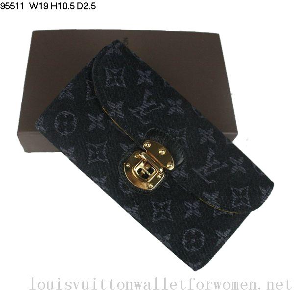 Cheap Sale Louis Vuitton Monogram Denim Zippy Wallet 95511 black