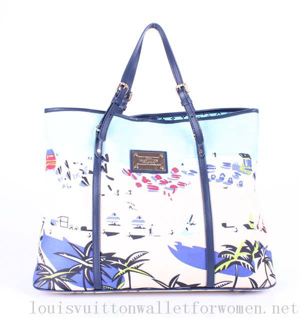Fashion Louis Vuitton Handbags White with blue Cabas Aventure PM M93770